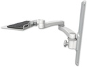 AccessMount™ 12" flat keyboard tray mount on a 19" wall track slider and a 20" double-arm