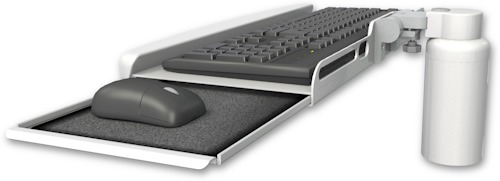 AccessMount™ Wrist-rest keyboard tray desk mount and a 5" riser