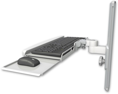AccessMount™ Wrist-rest keyboard tray mount on a 19" wall track slider