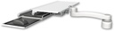 AccessMount™ Work surface tray and slide-out keyboard tray desk mount, a 1" riser, and an 11" arm