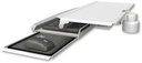 AccessMount™ Work surface tray and slide-out keyboard tray desk mount and a 1" riser