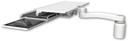 AccessMount™ Work surface tray and slide-out keyboard tray desk mount, a 3" riser, and an 11" arm