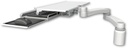 AccessMount™ Work surface tray and slide-out keyboard tray desk mount, a 3" riser, and a 20" double-arm