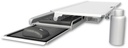 AccessMount™ Work surface tray and slide-out keyboard tray desk mount and a 5" riser
