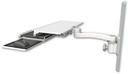 AccessMount™ Work surface tray and slide-out keyboard tray mount on a 19" wall track slider and an 11" arm