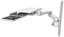 AccessMount™ Work surface tray and slide-out keyboard tray mount on a 19" wall track slider and a 20" double-arm