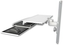 AccessMount™ Work surface tray and slide-out keyboard tray mount on a 19" wall track slider