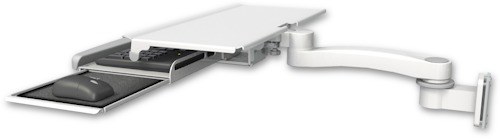 AccessMount™ Work surface tray and slide-out keyboard tray 3.5" wall mount and an 11" arm