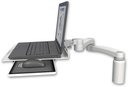 AccessMount™ Laptop tray with slider desk mount, a 5" riser, and a 20" double-arm