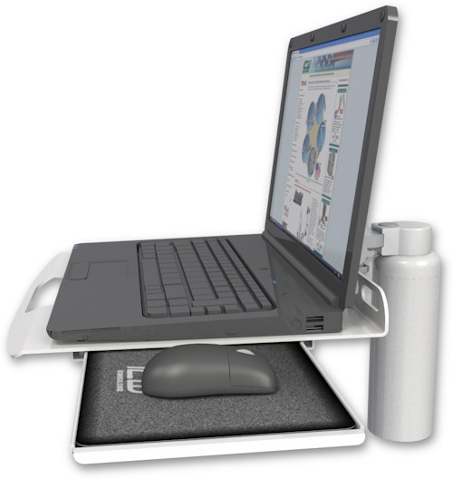 AccessMount™ Laptop tray with slider desk mount and a 7.5" riser