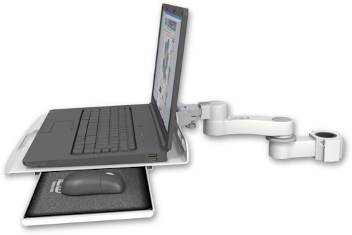 AccessMount™ Laptop tray with slider mount for a 1.5" pole and an 6" arm