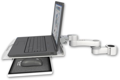 AccessMount™ Laptop tray with slider mount for a 1.75" pole and an 6" arm