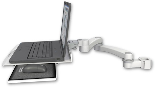 AccessMount™ Laptop tray with slider mount for a 2" pole and a 20" double-arm