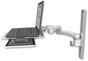 AccessMount™ Laptop tray with slider mount on a 19" wall track slider and a 20" double-arm