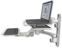 AccessMount™ Laptop tray with slider mount on a 19" wall track, separate arms, a 12" paralink keyboard tray, and a 20" double-arm