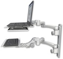 AccessMount™ Laptop tray with slider mount on a 19" wall track, separate arms, a 12" paralink keyboard tray, and two 20" double-arms