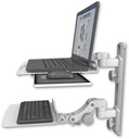 AccessMount™ Laptop tray with slider mount on a 19" wall track, separate arms, and a 12" flat paralink keyboard tray
