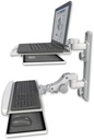 AccessMount™ Laptop tray with slider mount on a 19" wall track, separate arms, and a paralink keyboard tray w/ wrist rest bend