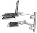 AccessMount™ Laptop tray with slider mount on a 19" wall track, separate arms, a 12" keyboard tray, and an 11" arm and 20" double-arm