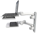 AccessMount™ Laptop tray with slider mount on a 19" wall track, separate arms, a 12" flat keyboard tray, and an 11" arm and 20" double-arm