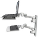 AccessMount™ Laptop tray with slider mount on a 19" wall track, separate arms, a 12" flat keyboard tray, and two 20" double-arms
