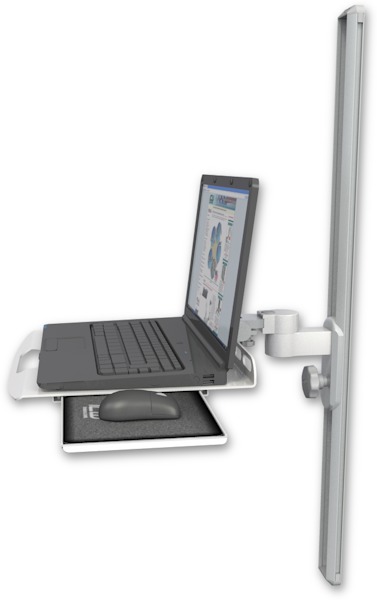 AccessMount™ Laptop tray with slider mount on a 36" wall track slider