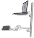 AccessMount™ Laptop tray with slider mount on a 36" wall track, separate arms, a 12" paralink keyboard tray, and an 11" arm