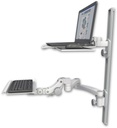 AccessMount™ Laptop tray with slider mount on a 36" wall track, separate arms, a 12" paralink keyboard tray, and a 20" double-arm