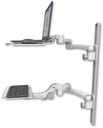 AccessMount™ Laptop tray with slider mount on a 36" wall track, separate arms, a 12" paralink keyboard tray, and two 20" double-arms