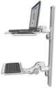 AccessMount™ Laptop tray with slider mount on a 36" wall track, separate arms, and a 12" paralink keyboard tray