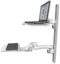 AccessMount™ Laptop tray with slider mount on a 36" wall track, separate arms, a 12" flat paralink keyboard tray, and an 11" arm