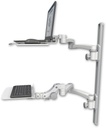 AccessMount™ Laptop tray with slider mount on a 36" wall track, separate arms, a 12" flat paralink keyboard tray, and two 20" double-arms