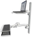 AccessMount™ Laptop tray with slider mount on a 36" wall track, separate arms, a paralink keyboard tray w/ wrist rest bend, and an 11" arm