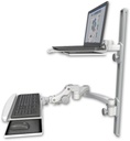 AccessMount™ Laptop tray with slider mount on a 36" wall track, separate arms, a paralink keyboard tray w/ wrist rest bend, and a 20" double-arm