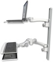 AccessMount™ Laptop tray with slider mount on a 36" wall track, separate arms, a paralink keyboard tray w/ wrist rest bend, and an 11" arm and 20" double-arm