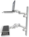 AccessMount™ Laptop tray with slider mount on a 36" wall track, separate arms, a paralink keyboard tray w/ wrist rest bend, and two 20" double-arms