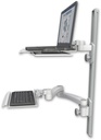 AccessMount™ Laptop tray with slider mount on a 36" wall track, separate arms, a 12" keyboard tray, and a 20" double-arm