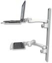 AccessMount™ Laptop tray with slider mount on a 36" wall track, separate arms, a 12" keyboard tray, and an 11" arm and 20" double-arm
