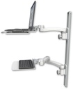 AccessMount™ Laptop tray with slider mount on a 36" wall track, separate arms, a 12" flat keyboard tray, and an 11" arm and 20" double-arm