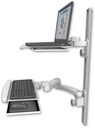 AccessMount™ Laptop tray with slider mount on a 36" wall track, separate arms, a wrist-rest keyboard tray, and a 20" double-arm