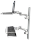 AccessMount™ Laptop tray with slider mount on a 36" wall track, separate arms, a wrist-rest keyboard tray, and two 20" double-arms