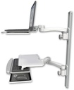 AccessMount™ Laptop tray with slider mount on a 36" wall track, separate arms, a work surface tray and slide-out keyboard tray, and an 11" arm and 20" double-arm