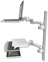 AccessMount™ Laptop tray with slider mount on a 36" wall track, separate arms, a work surface tray and slide-out keyboard tray, and two 20" double-arms