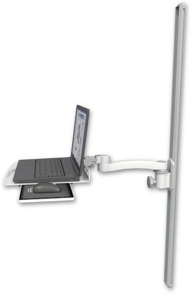 AccessMount™ Laptop tray with slider mount on a 50" wall track slider and an 11" arm