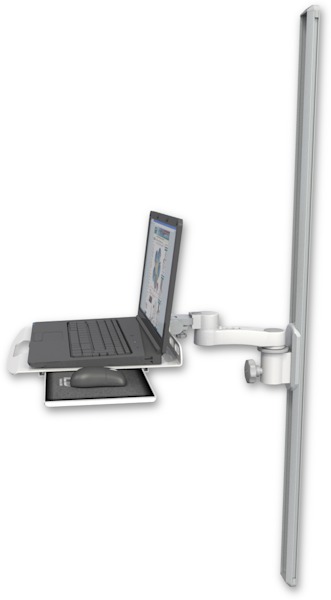 AccessMount™ Laptop tray with slider mount on a 50" wall track slider and an 6" arm