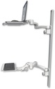 AccessMount™ Laptop tray with slider mount on a 50" wall track, separate arms, a 12" paralink keyboard tray, and two 20" double-arms