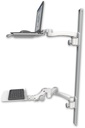 AccessMount™ Laptop tray with slider mount on a 50" wall track, separate arms, a 12" flat paralink keyboard tray, and an 11" arm and 20" double-arm