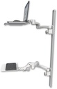 AccessMount™ Laptop tray with slider mount on a 50" wall track, separate arms, a 12" flat paralink keyboard tray, and two 20" double-arms