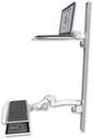 AccessMount™ Laptop tray with slider mount on a 50" wall track, separate arms, a paralink keyboard tray w/ wrist rest bend, and an 11" arm