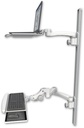AccessMount™ Laptop tray with slider mount on a 50" wall track, separate arms, a paralink keyboard tray w/ wrist rest bend, and an 11" arm and 20" double-arm